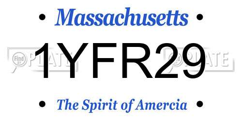 1YFR29 Massachusetts License Plate