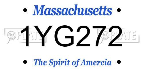 1YG272 Massachusetts License Plate