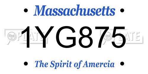 1YG875 Massachusetts License Plate