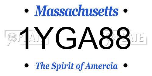 1YGA88 Massachusetts License Plate