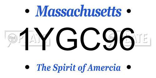 1YGC96 Massachusetts License Plate