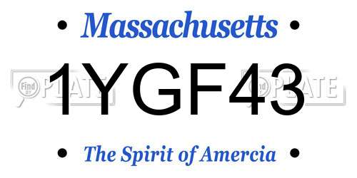 1YGF43 Massachusetts License Plate