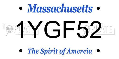 1YGF52 Massachusetts License Plate