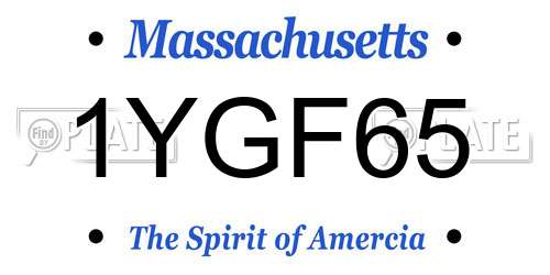 1YGF65 Massachusetts License Plate
