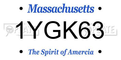 1YGK63 Massachusetts License Plate