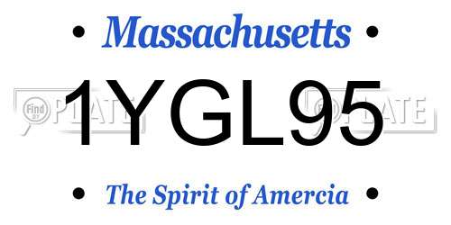 1YGL95 Massachusetts License Plate