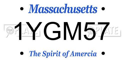 1YGM57 Massachusetts License Plate