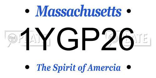 1YGP26 Massachusetts License Plate