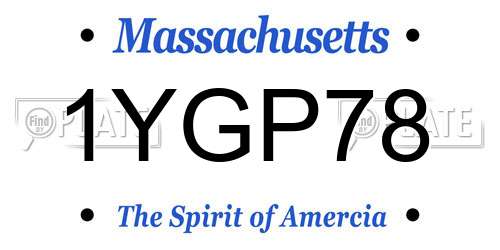 1YGP78 Massachusetts License Plate