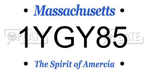 1YGY85 Massachusetts License Plate