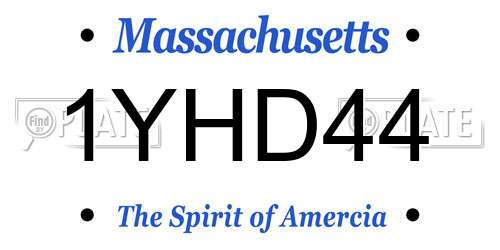 1YHD44 Massachusetts License Plate