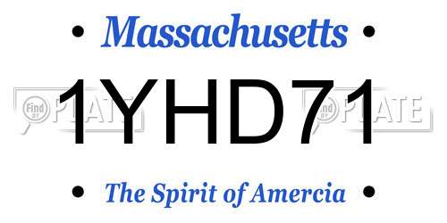 1YHD71 Massachusetts License Plate