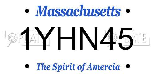 1YHN45 Massachusetts License Plate