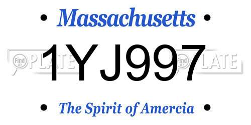 1YJ997 Massachusetts License Plate