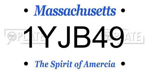 1YJB49 Massachusetts License Plate
