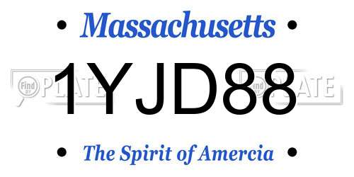 1YJD88 Massachusetts License Plate