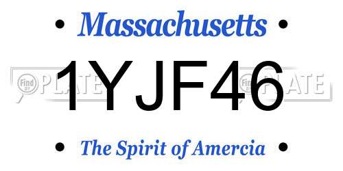 1YJF46 Massachusetts License Plate