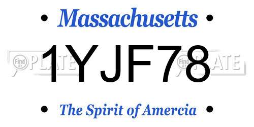 1YJF78 Massachusetts License Plate