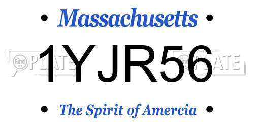 1YJR56 Massachusetts License Plate