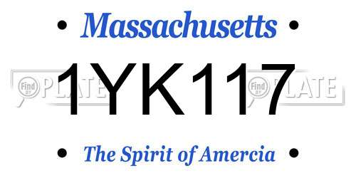 1YK117 Massachusetts License Plate