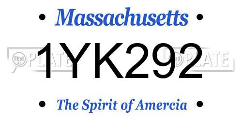 1YK292 Massachusetts License Plate