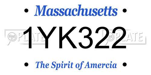 1YK322 Massachusetts License Plate