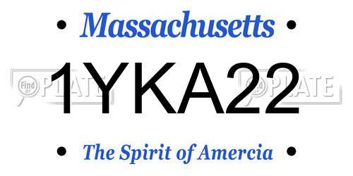 1YKA22 Massachusetts License Plate