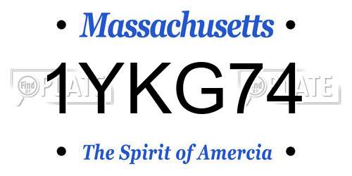 1YKG74 Massachusetts License Plate