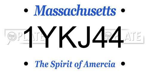 1YKJ44 Massachusetts License Plate