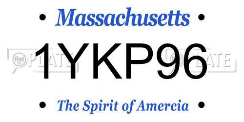 1YKP96 Massachusetts License Plate