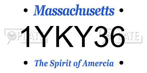 1YKY36 Massachusetts License Plate
