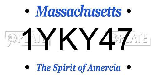 1YKY47 Massachusetts License Plate
