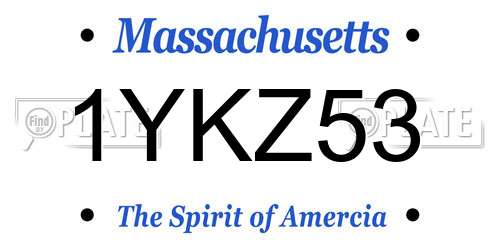 1YKZ53 Massachusetts License Plate