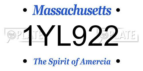 1YL922 Massachusetts License Plate