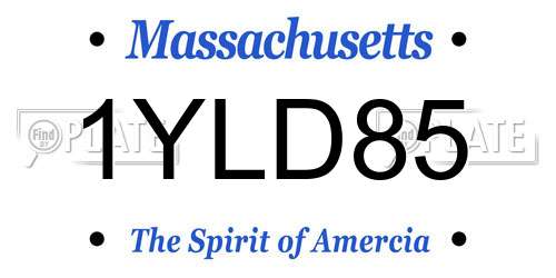 1YLD85 Massachusetts License Plate