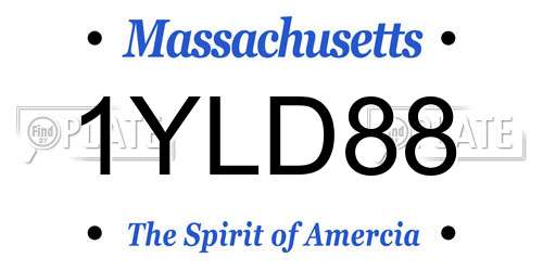 1YLD88 Massachusetts License Plate