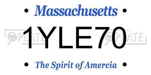 1YLE70 Massachusetts License Plate