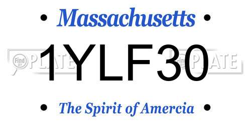 1YLF30 Massachusetts License Plate