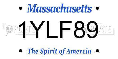 1YLF89 Massachusetts License Plate