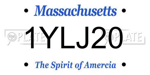 1YLJ20 Massachusetts License Plate