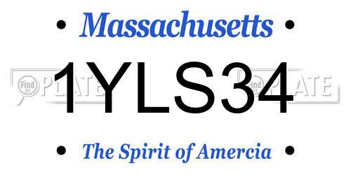 1YLS34 Massachusetts License Plate
