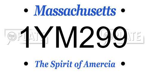 1YM299 Massachusetts License Plate