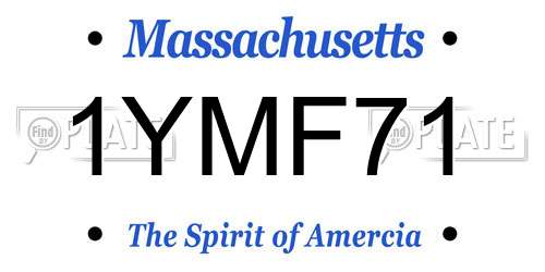 1YMF71 Massachusetts License Plate