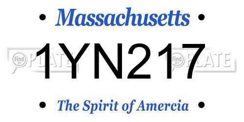 1YN217 Massachusetts License Plate