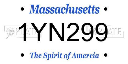 1YN299 Massachusetts License Plate