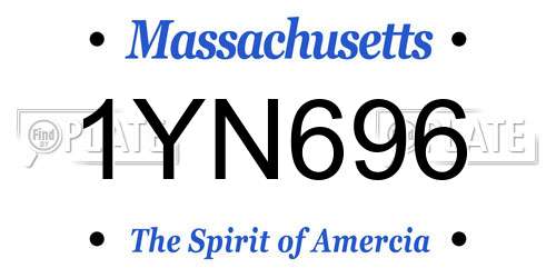 1YN696 Massachusetts License Plate