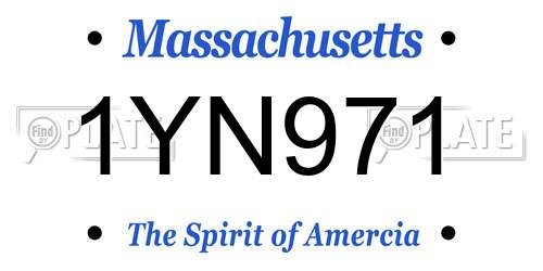 1YN971 Massachusetts License Plate