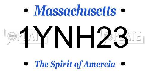 1YNH23 Massachusetts License Plate