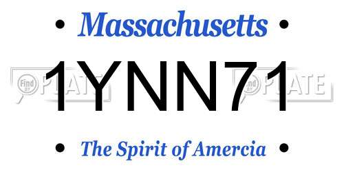 1YNN71 Massachusetts License Plate