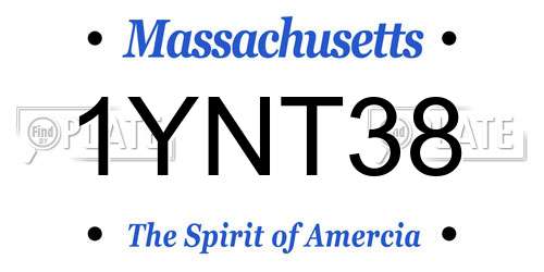 1YNT38 Massachusetts License Plate